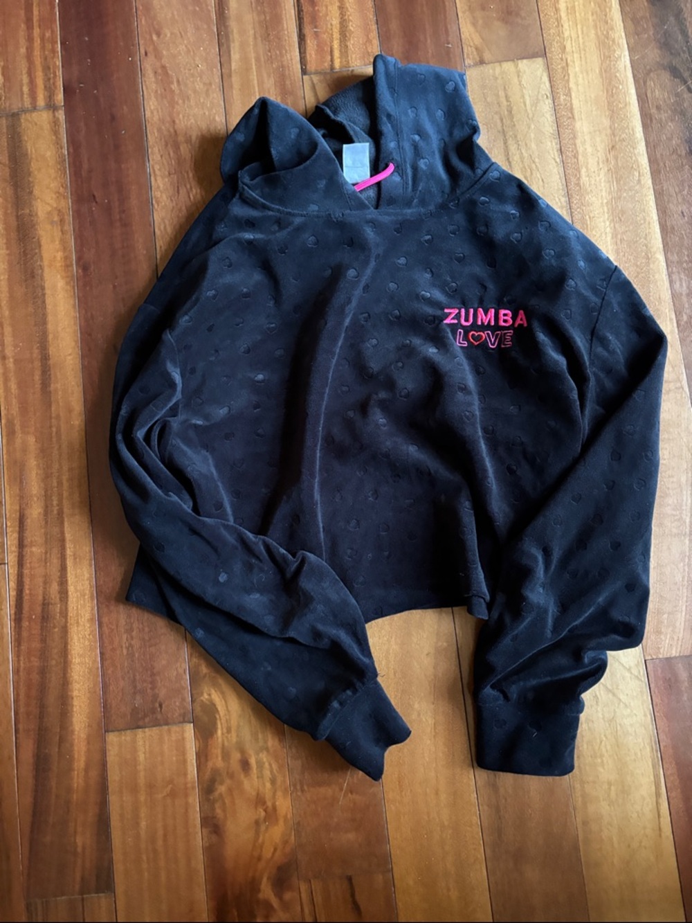 Zumba Love velour Black Cropped Hoodie